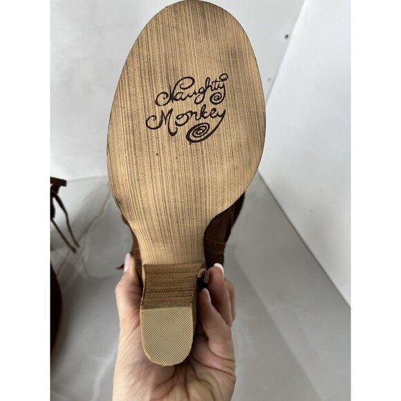 Naughty Monkey Santa Anna Leather Suede Ankle Boots Sz 9 Heels Western Wmn - Picture 12 of 12